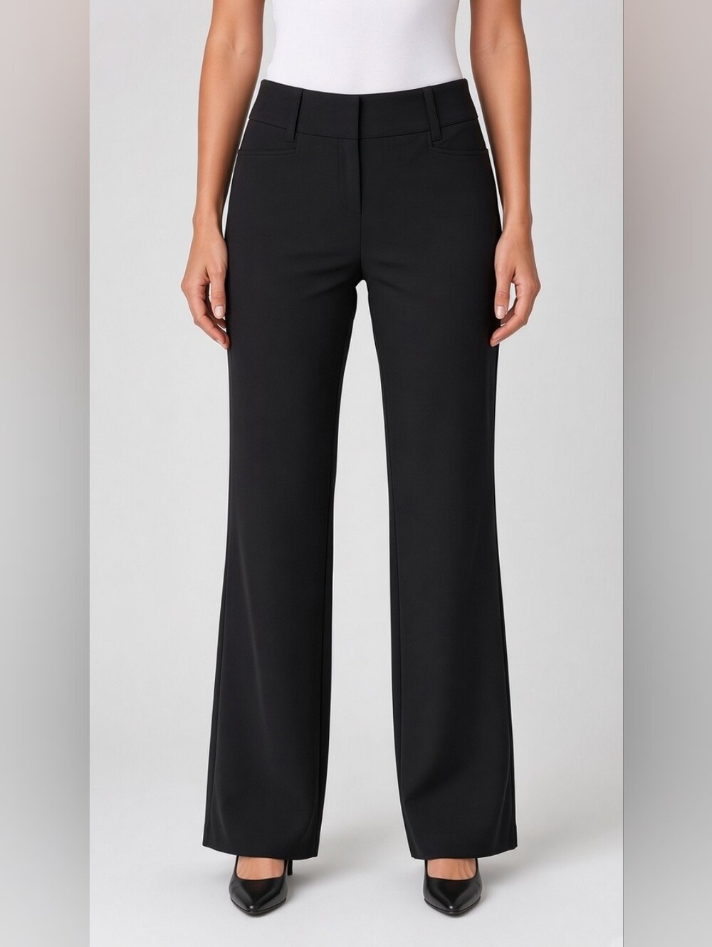 Ricki's Black Wide Leg Work Dress Pants 8 Stretch Trousers Office Chic Basic